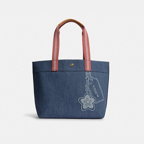 Rare! Coach Signature Denim Collection Large Tote Handbag - Picture 1 of 4
